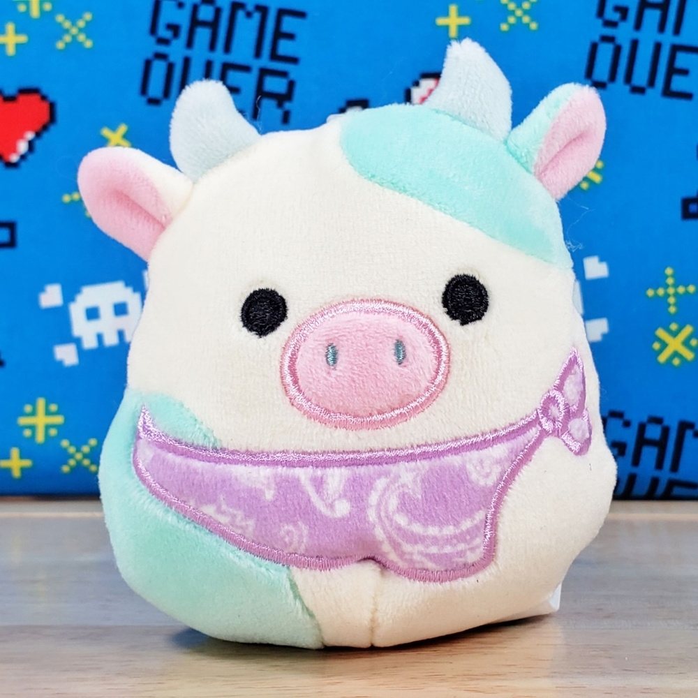 Squishmallow Belana the Cow 3.5" Clip UltraSoft Farm Pal Animal Plush Toy NWT
